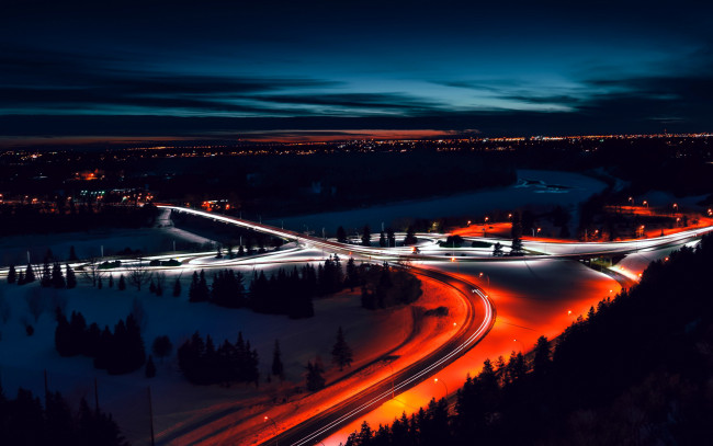 Обои картинки фото edmonton canada, города, - огни ночного города, edmonton, canada