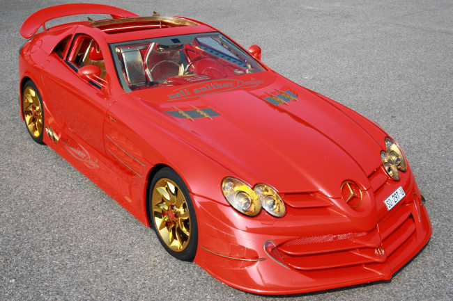 Обои картинки фото mercedes-benz slr mclaren 999 red gold dream 2011, автомобили, mercedes-benz, slr, mclaren, 999, red, gold, dream, 2011