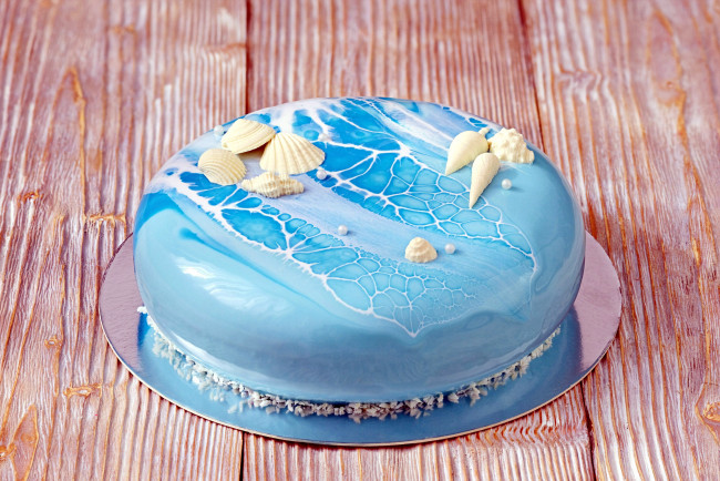 Обои картинки фото еда, торты, ракушки, торт, морской