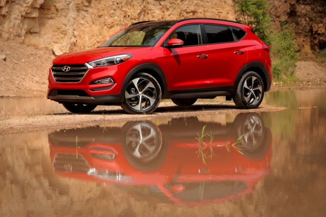 Обои картинки фото hyundai tucson 2016, автомобили, hyundai, кроссовер, красный, 2016, tucson