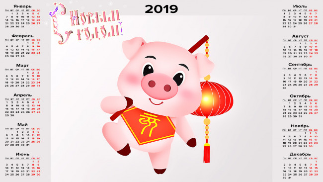 Обои картинки фото календари, праздники,  салюты, свинья, поросенок