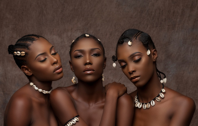 Обои картинки фото девушки, -unsort , темнокожие, макияж, чернокожие, три, портрет, мулатки