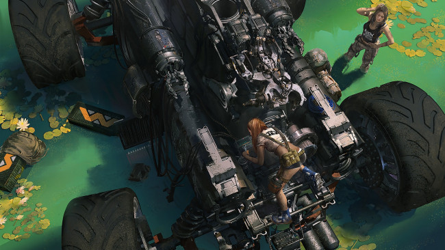 Обои картинки фото фэнтези, транспортные средства, девушки, транспорт