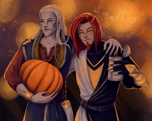 Обои картинки фото фэнтези, существа, мужчины, кружка, тыква, когти