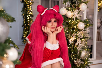 обоя девушки, ира сокол, образ, косплей, наряд, костюм, ёлка, украшения