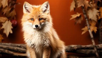 обоя разное, компьютерный дизайн, лиса, листья, палки