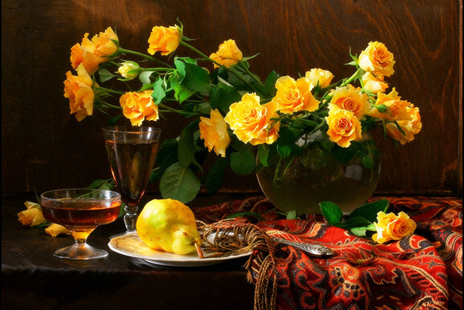 Обои картинки фото рисованное, цветы, натюрморт