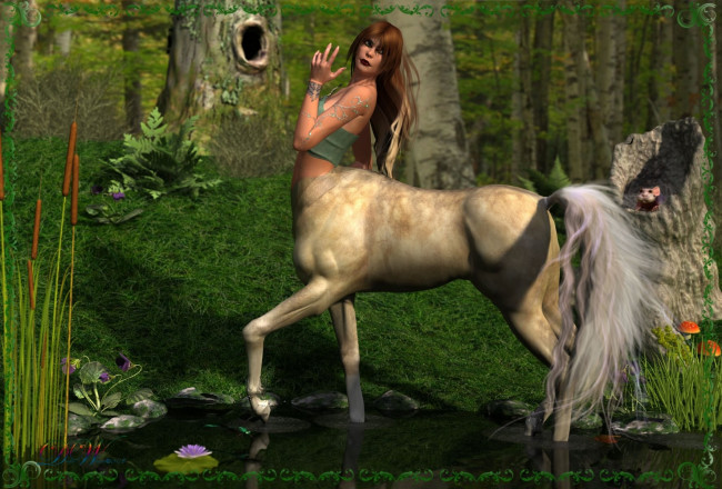 Обои картинки фото 3д, графика, fantasy, фантазия, цветы, лес