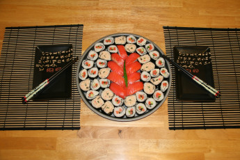 Картинка еда рыба морепродукты суши роллы японская кухня