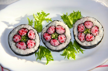 Картинка еда рыба морепродукты суши роллы рис