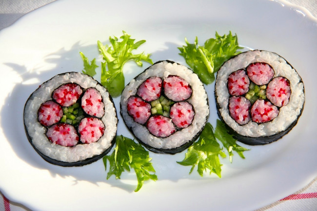 Обои картинки фото еда, рыба, морепродукты, суши, роллы, рис