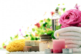 Картинка разное свечи полотенца мыло