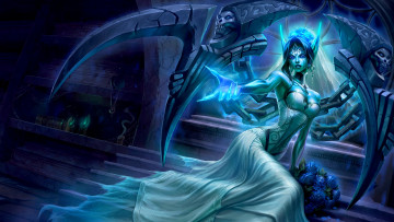 Картинка видео+игры league+of+legends эльфийка цветы смерть коса лесница