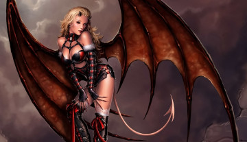 Картинка фэнтези демоны суккуб девушка демон роги хвост