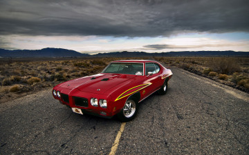 Картинка автомобили pontiac muscle car gto дорога понтиак красный
