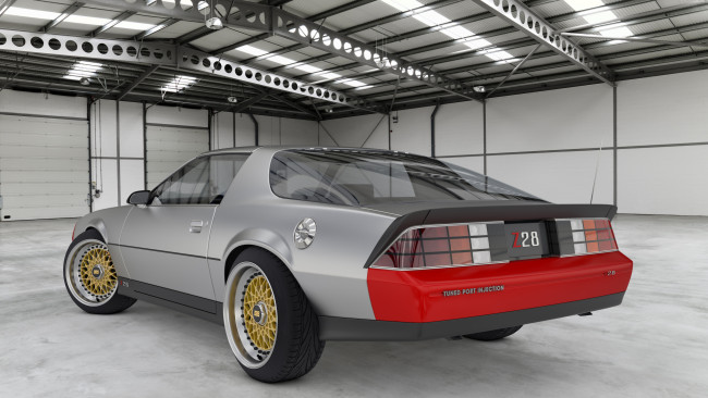 Обои картинки фото автомобили, 3д, camaro, chevrolet, z28, 1990