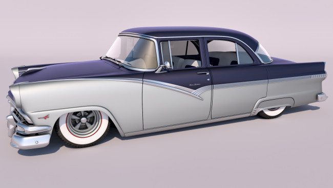 Обои картинки фото автомобили, 3д, sedan, town, fairlane, ford, 1956