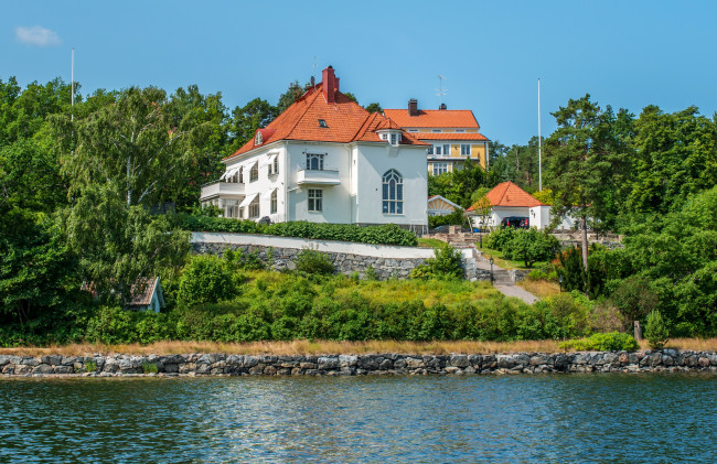 Обои картинки фото города, стокгольм , швеция, стокгольм, nacka, набережная, дома