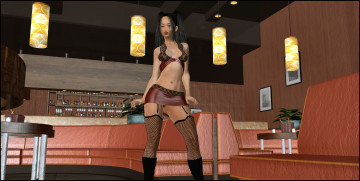 Картинка 3д+графика люди+ people диваны взгляд фон девушка