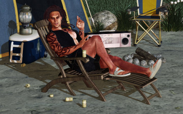 Картинка 3д+графика люди+ people шезлонг фон взгляд мужчина