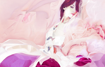 Картинка рисованное люди ткань платье лицо взгляд девушка