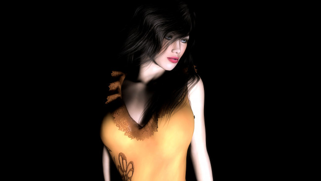 Обои картинки фото 3д графика, люди , people, фон, взгляд, девушка