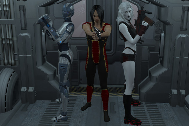 Обои картинки фото 3д графика, фантазия , fantasy, фон, взгляд, девушки