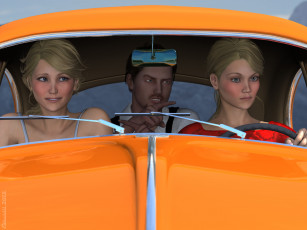 обоя 3д графика, люди , people, взгляд, девушки, парень, фон