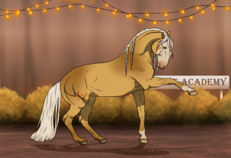 Картинка рисованное животные +лошади лошадь фон