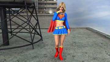 Картинка 3д+графика фантазия+ fantasy взгляд девушка супермен фон