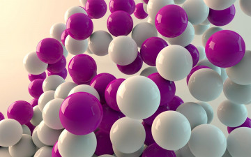 Картинка 3д+графика шары+ balls шары куча розовые белые
