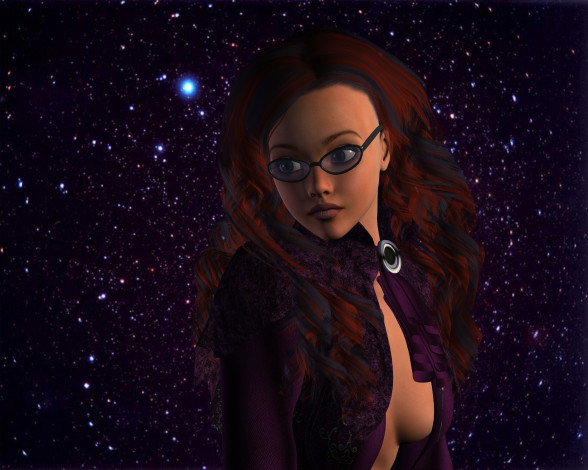 Обои картинки фото 3д графика, фантазия , fantasy, девушка, фон, взгляд