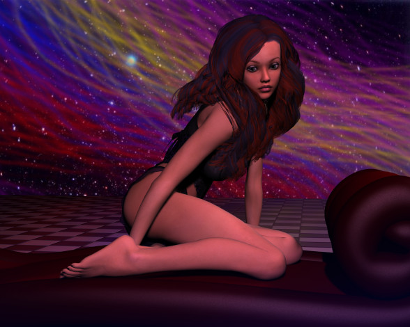 Обои картинки фото 3д графика, фантазия , fantasy, фон, взгляд, девушка