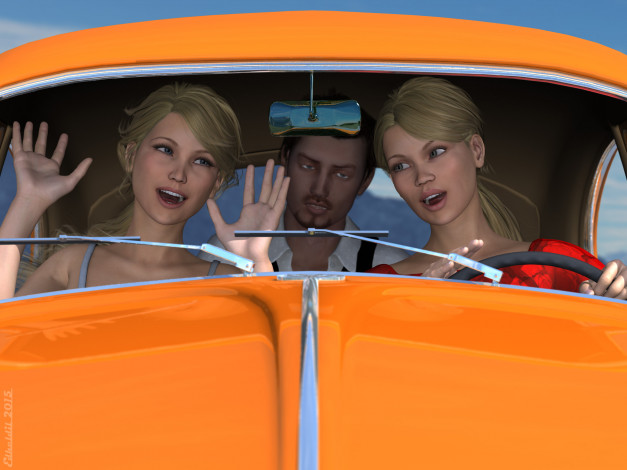 Обои картинки фото 3д графика, люди , people, фон, взгляд, девушки, парень