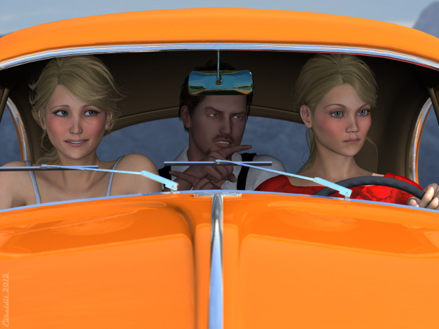 Обои картинки фото 3д графика, люди , people, взгляд, девушки, парень, фон