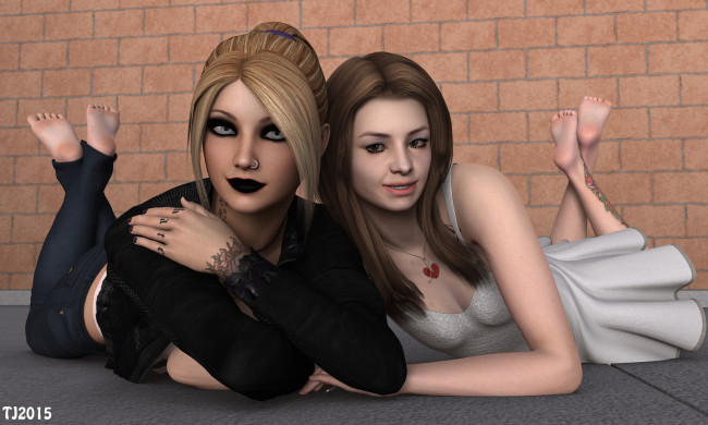 Обои картинки фото 3д графика, люди , people, взгляд, фон, девушки