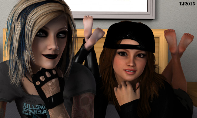 Обои картинки фото 3д графика, люди , people, взгляд, фон, девушки