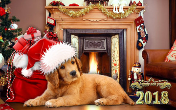 Картинка животные собаки happy new year новый год 2018