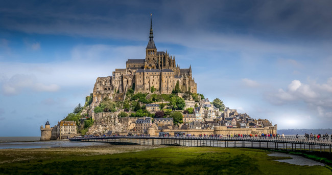 Обои картинки фото mont saint michel, города, крепость мон-сен-мишель , франция, простор