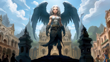 Картинка фэнтези ангелы нейросети графика нейроарт ai art нейронные сети рисунки нейро искусство