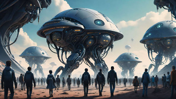 Картинка фэнтези роботы +киборги +механизмы нейросети графика нейроарт ai art нейронные сети рисунки нейро искусство