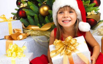 Картинка разное дети девочка подарки ёлка