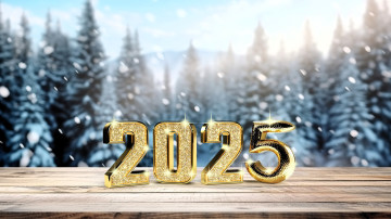 Картинка праздничные -+разное+ новый+год год цифры снег ёлки доски