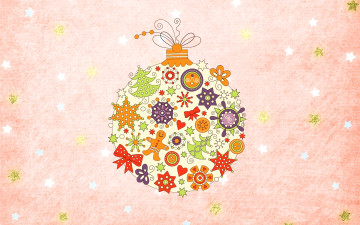 обоя праздничные, векторная графика , новый год, шарик, фигурки, украшения