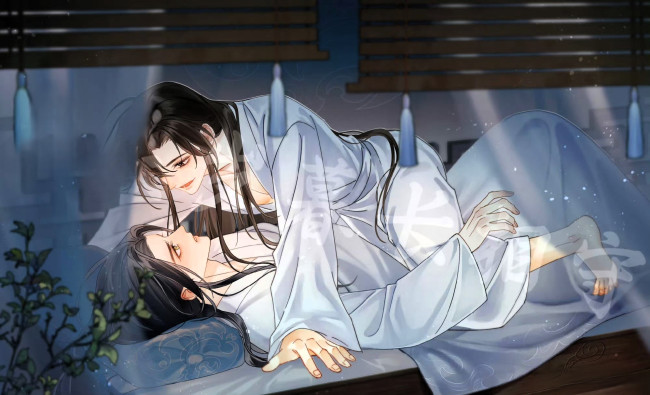 Обои картинки фото аниме, mo dao zu shi, лань, ванцзы, вэй, усянь, жалюзи