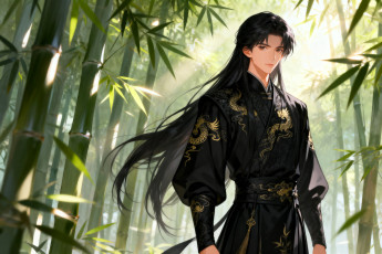 Картинка аниме unknown +другое+ парень наряд лес бамбук