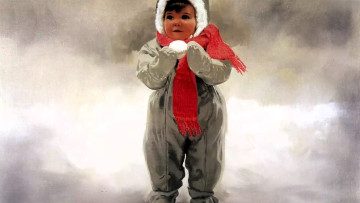 обоя рисованное, donald zolan, ребенок, комбинезон, шарф, снежок