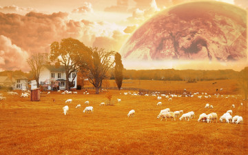 Картинка разное компьютерный дизайн планета дом поле