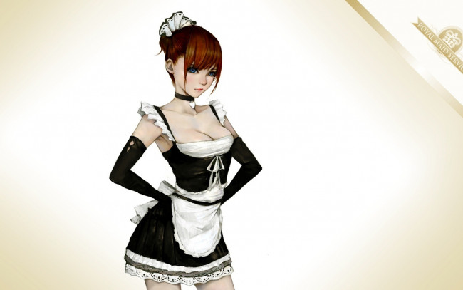 Обои картинки фото аниме, *unknown, другое, горничная, служанка, перчатки, форма
