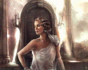 Картинка фэнтези девушки колонны девушка подсвечники готика